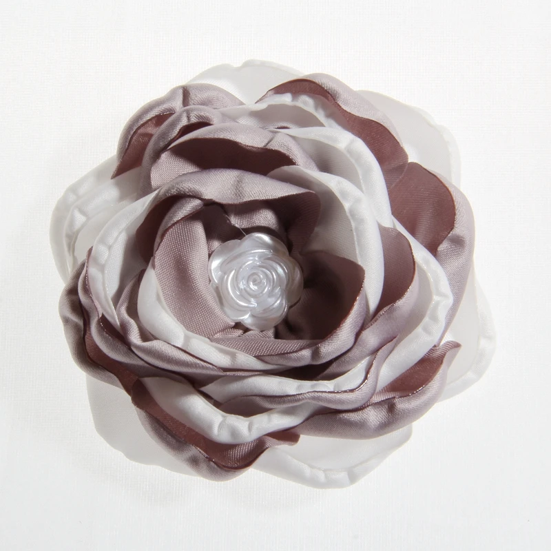 120 шт 8,5 см Мода сжигание ткани цветок с жемчугом для повязки для волос шифоновые цветы для заколки