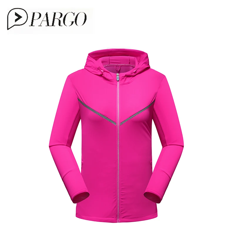 

PARGO Plus Size Running Jacket Women Sunscreen Ultralight Hooded Sport Jacket Windbreaker Quick Dry Outdoor Sportswear Raincoat