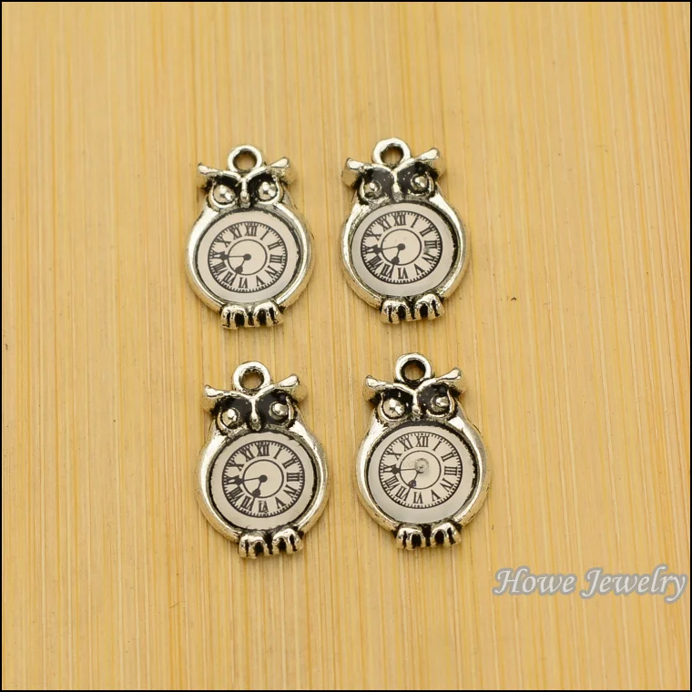 

45pcs Charm owl clock Pendant Tibetan silver Zinc Alloy Fit European Necklace DIY Metal Jewelry Findings