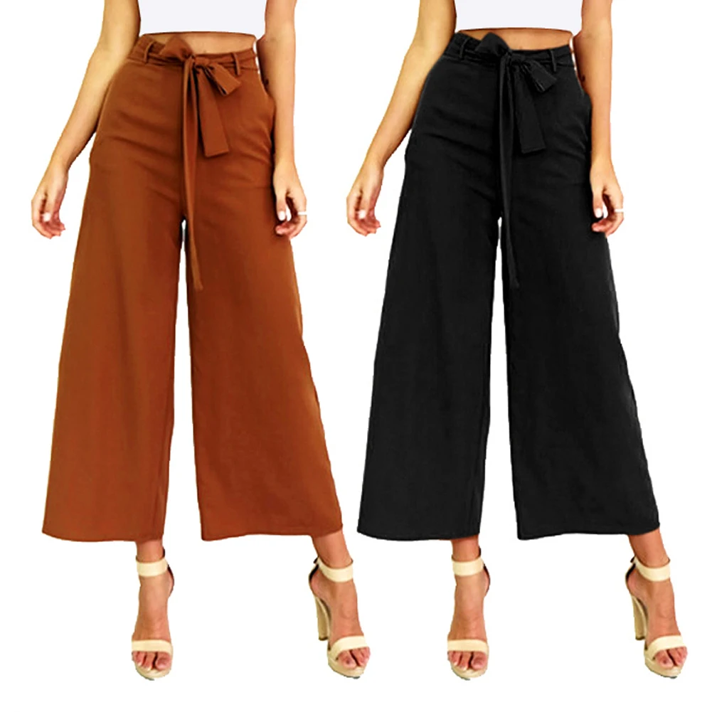 Women Wide Leg Loose Pants Female Casual Pants Straight Trousers With ...