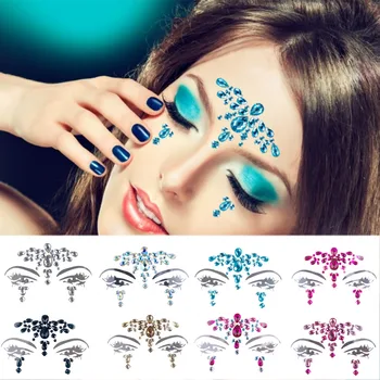 

Acrylic Resin Glitter Adhesive Face Gems Rhinestone Jewel Sticker Festival Party Body Crystal Temporary Tattoo Stickers Decor