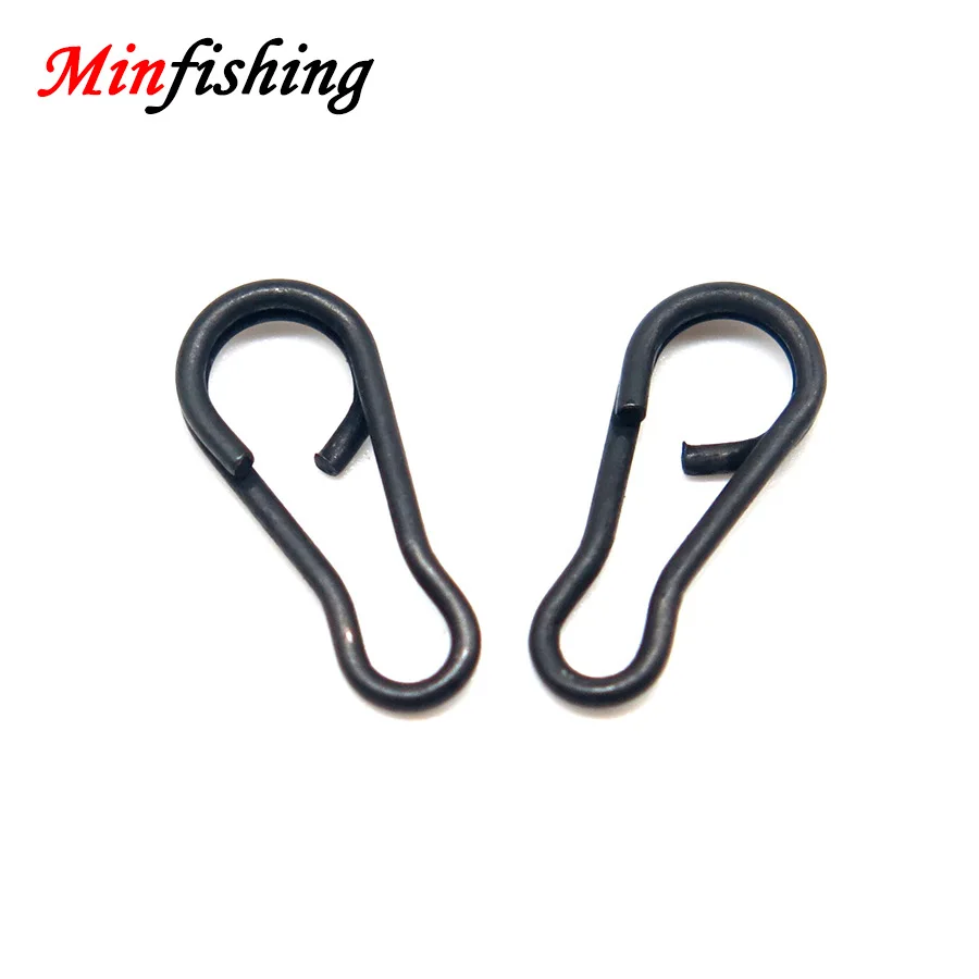 

Minfishing 500 pcs/lot Black Stainless Steel Oval Lure Hooked Clips Fishing Swivel Snap Accessories Connector Fishing Tool