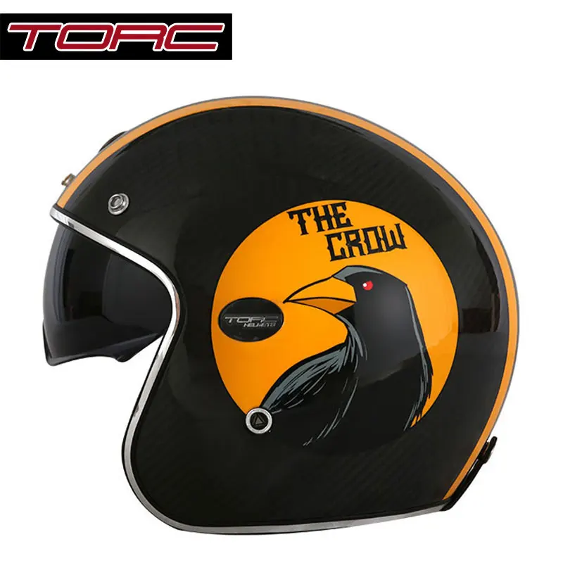 Шлем TORC V587 из углеродного волокна в винтажном стиле, мотоциклетный rcycle шлем с солнцезащитным щитом, ретро мото rbike шлем с открытым лицом, скутер, мото шлемы - Цвет: 9