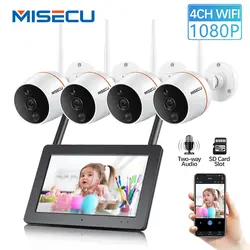 MISECU Сенсорный экран NVR Камера беспроводной связи wifi CCTV Системы 1080 P наружный водонепроницаемый беспроводной IP Камера PIR SD карты Аудио запись