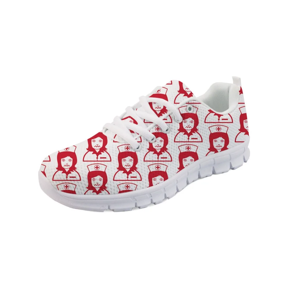 

Noisydesigns Sneakers Tenis Sport Shoes Nurse White Casual Flat Shoes Women Cute Flats Air Mesh Breathable Comfort Walking -AQ