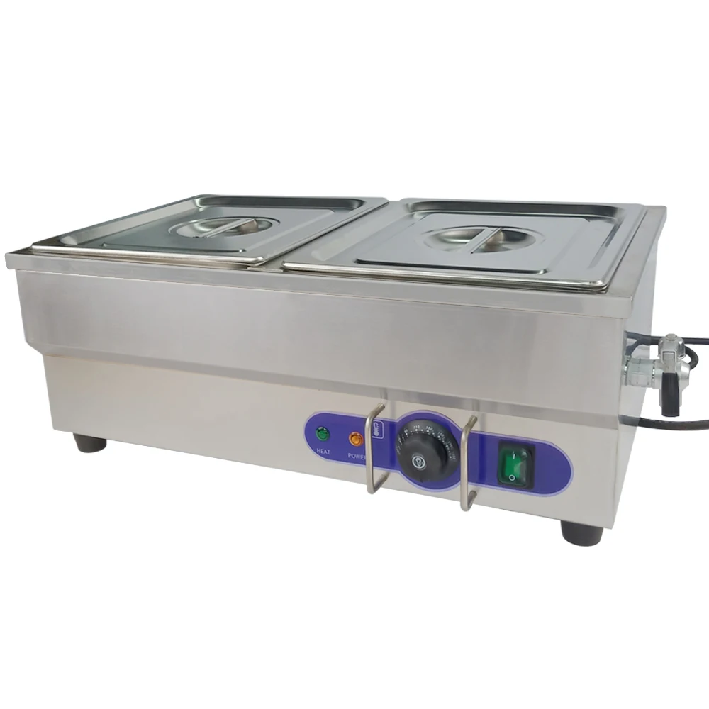 

Double tanks Stainless Steel Electric Food Warmer Steamer Bread Warmer Cake Soup Bain Marie Food Warmer Cooker Buffet