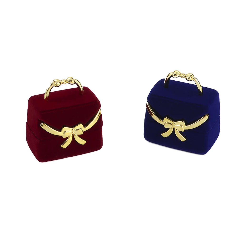 

Delicate Fashion Hand Bag Unique Design Ring Earring Display Storage Box For Creative Flocking Jewelry Storage Case