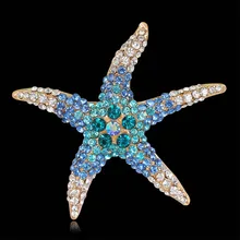 New Arrival Fashion Lovely Imitation Crystal Rhinestone Starfish Brooch Colors Optional Jewlery For Men Women Wholesale Supply