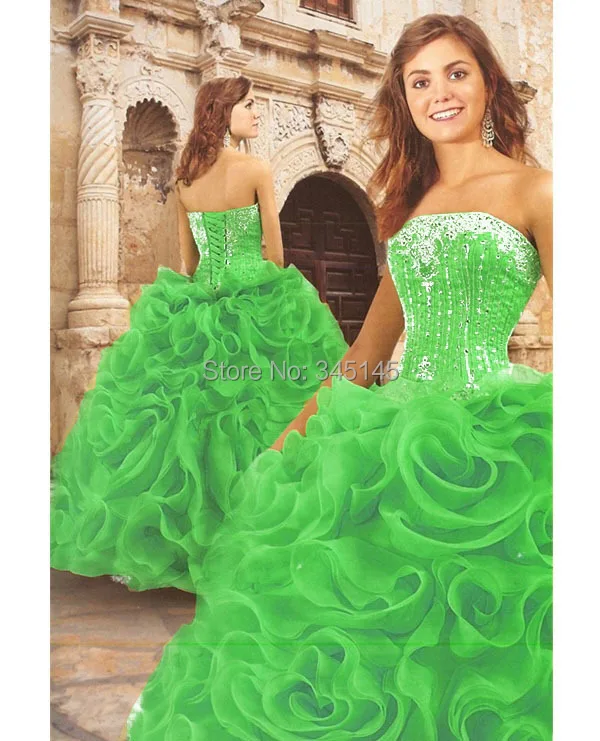 Модные Бальное платье Без Бретелек Органзы Популярные Quinceanera Платья Цветы Большие Скидки Sweet 17 Девушки Для Quinceanera