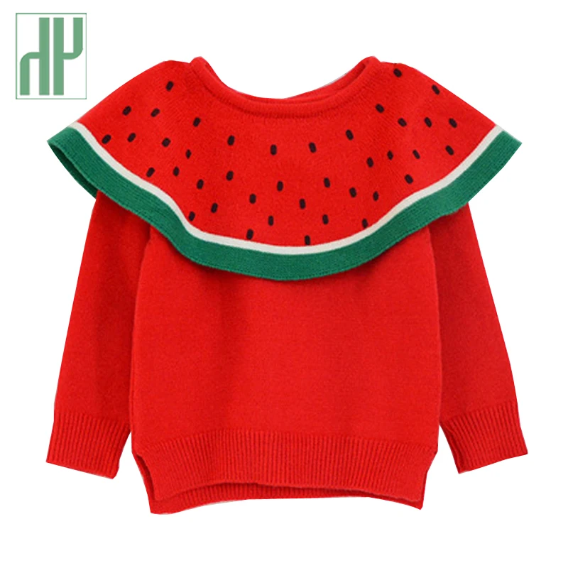 

Girls sweaters New Autumn/Winter Watermelon kids sweaters pullover toddler tops dress Children Cloak baby knit sweater Outerwear