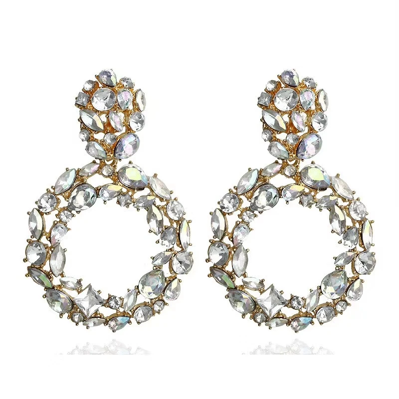 

New ZARAS creative jewelry high-grade elegant crystal earrings round dimonds crystal earrings wedding party earrings for woman