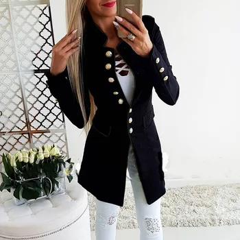 

Women Ladies Casual Single-breasted Formal Long Blazer Jacket Slim Fit Coat H9