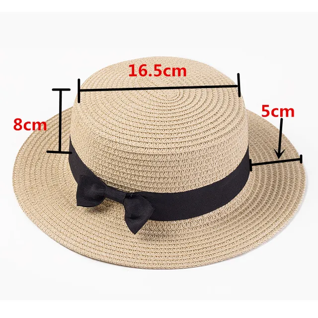 Women sun hat Ribbon Round Flat Top Straw beach hat 4