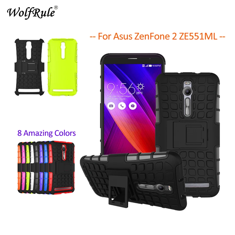 

WolfRule For Cover Asus ZenFone 2 ZE551ML Case TPU & PC Holder Armor Bumper Phone Case For Asus Zenfone 2 ZE551ML Cover 5.5'' <