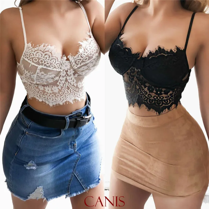 

Women Sexy Lingerie Lace Bralette Bustier Three Quarters Seamless Adjusted-straps Solid Black White Crop Top Bra For Everyday