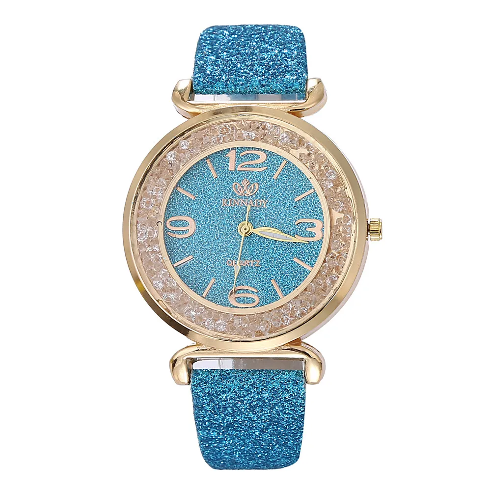 Женские часы Роскошные модные женские часы со стразами из нержавеющей стали аналоговые кварцевые наручные часы Лидер продаж часы horloge# p259 - Цвет: Blue