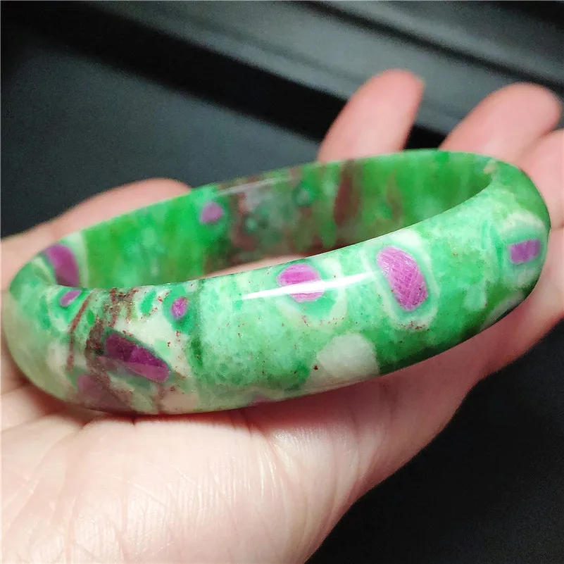 

Genuine Natural Ruby Zoisite Red Green Woman Bangle 62mm Gemstone Healing Stone Best Gift Fashion Bangle Drop Shipping AAAAA