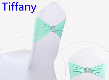 

Tiffany colour Crown buckle lycra sash for wedding chairs decoration spandex band stretch bow tie lycra ribbon belt on sale