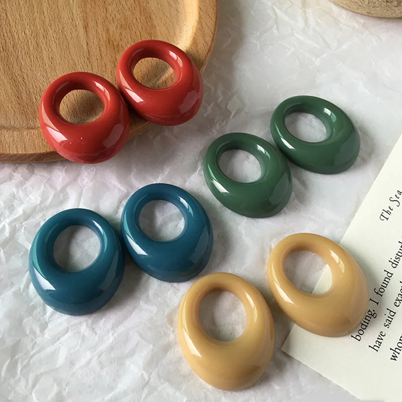 

5pcs European Oval Dangle Earring Resin Charms Eardrops Findings Fashion Hollow Earrings Aretes Jewelry Making Accessory F337