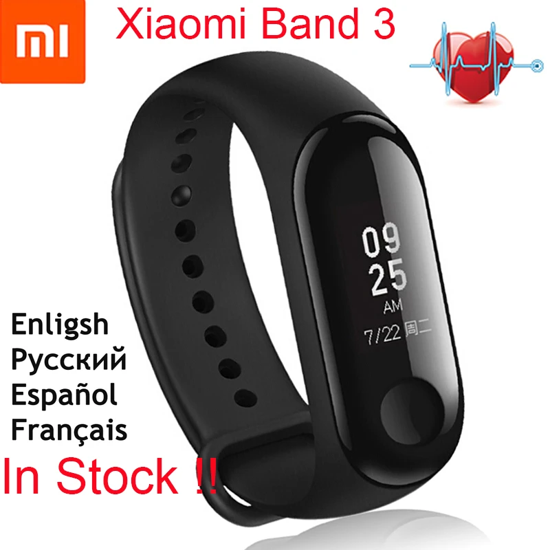 

English Version!Original Xiaomi Mi Band 3 Smart Bracelet 0.78" OLED Touchscreen Heart Rate Step Time Smart Watch Xiaomi MiBand 3