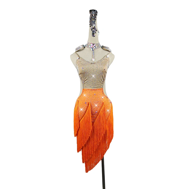 

Professional Latin Dance Dress Sexy Fringe Ballroom Dance Clothing Women Stage Competition/practice Salsa Latin Dancewear Girls
