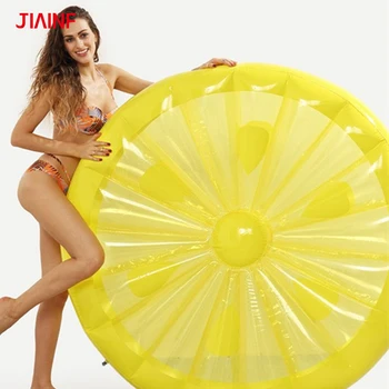 

JIAINF 2018 New Style Beach Party Giant Inflatable Lemon Floating Row Family Pool Party Big Floating Bed Toys