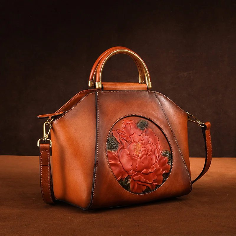 AETOO New leather handbag, head cowhide vintage shell lady shoulder bag, single shoulder oblique cross female bag