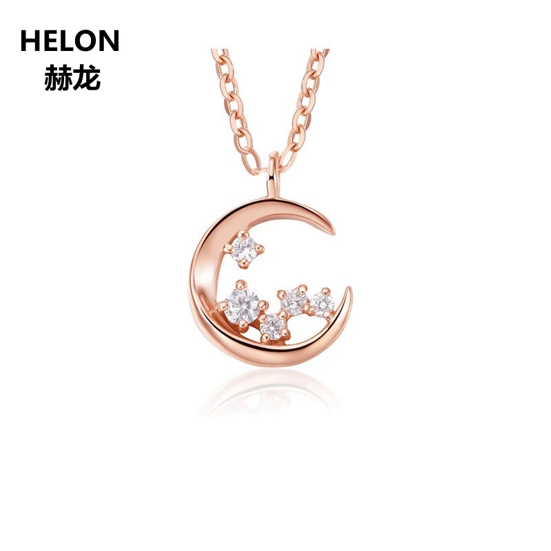 

Solid 18k Rose Gold Natural Diamonds Pendant Necklace Fine Jewelry Women Engagement Wedding Pendant Gift