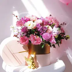 Круглые картонные бумажные Цветочные коробки с крышкой Hug Bucket Rose Box флорист подарочная упаковка коробка Домашний Декор Свадебная вечеринка