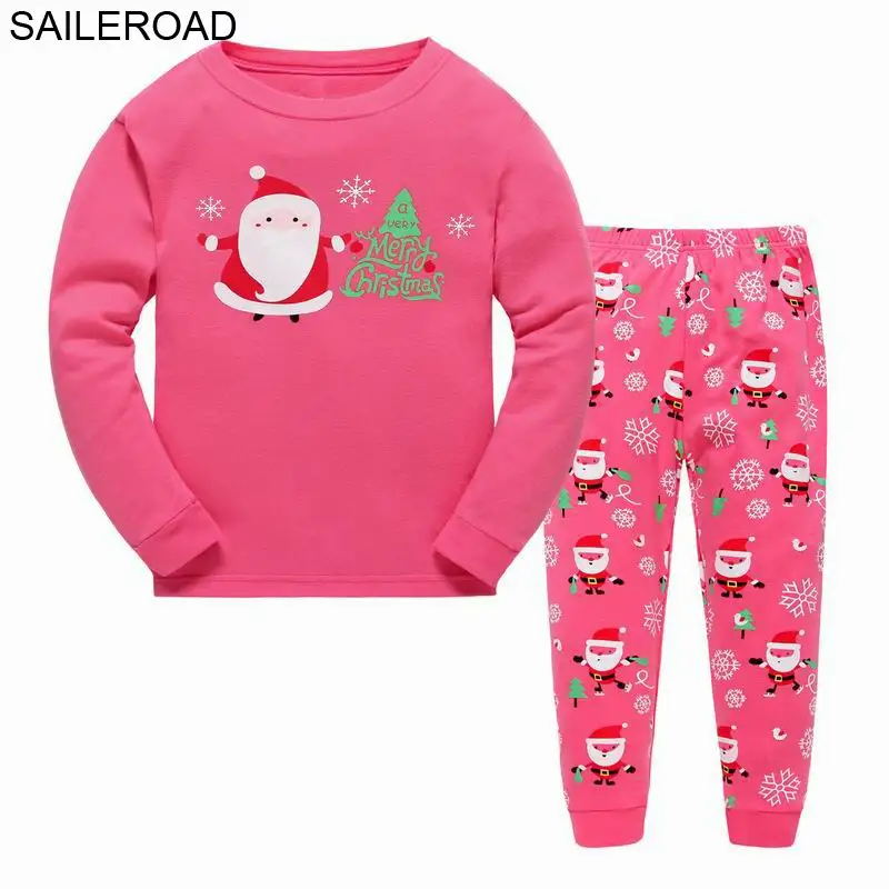 Saileroad/2 до 7 лет Рождественская одежда Для детей ночное белье осень-зима Обувь для мальчиков пижамные комплекты для девочек Санта Клаус