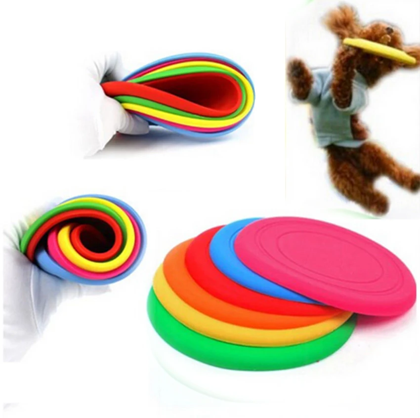 

1PC Soft Non-toxic Silicone Dog Throwing Flying Saucer Pet Play Fetch Training Tool