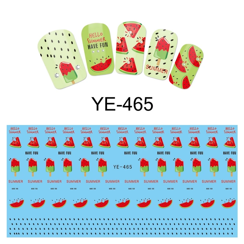 

UPRETTEGO NAIL ART BEAUTY WATER DECAL SLIDER NAIL STICKER FRUIT WATER MELON BANANA LETTER BLACK WHITE LACE YE465-470