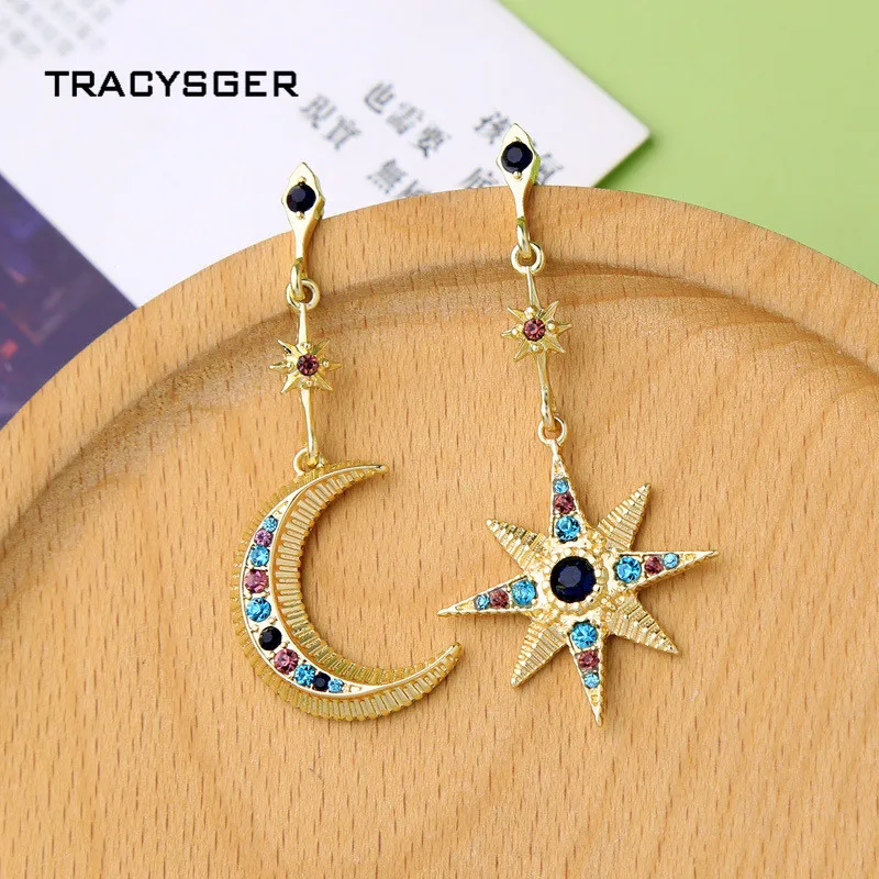 

AB-ed01760c /TRACYSGER/ moon star asymmetrical earrings