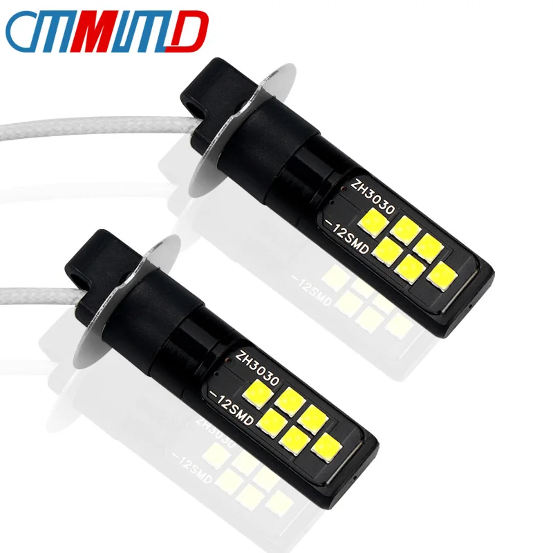 

2pcs H3 lamp led Bulbs Driving Running Lights Fog Light 12 3030 SMD W5W 12V 6000K White Driving Day Running Lamp