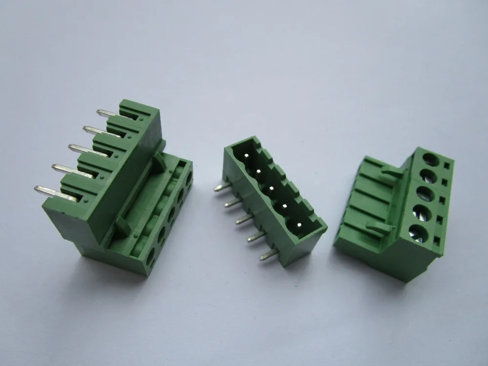 Закрытый угол 5 pin/way шаг 08 мм винтовой клеммный блок коннектор зеленый цвет