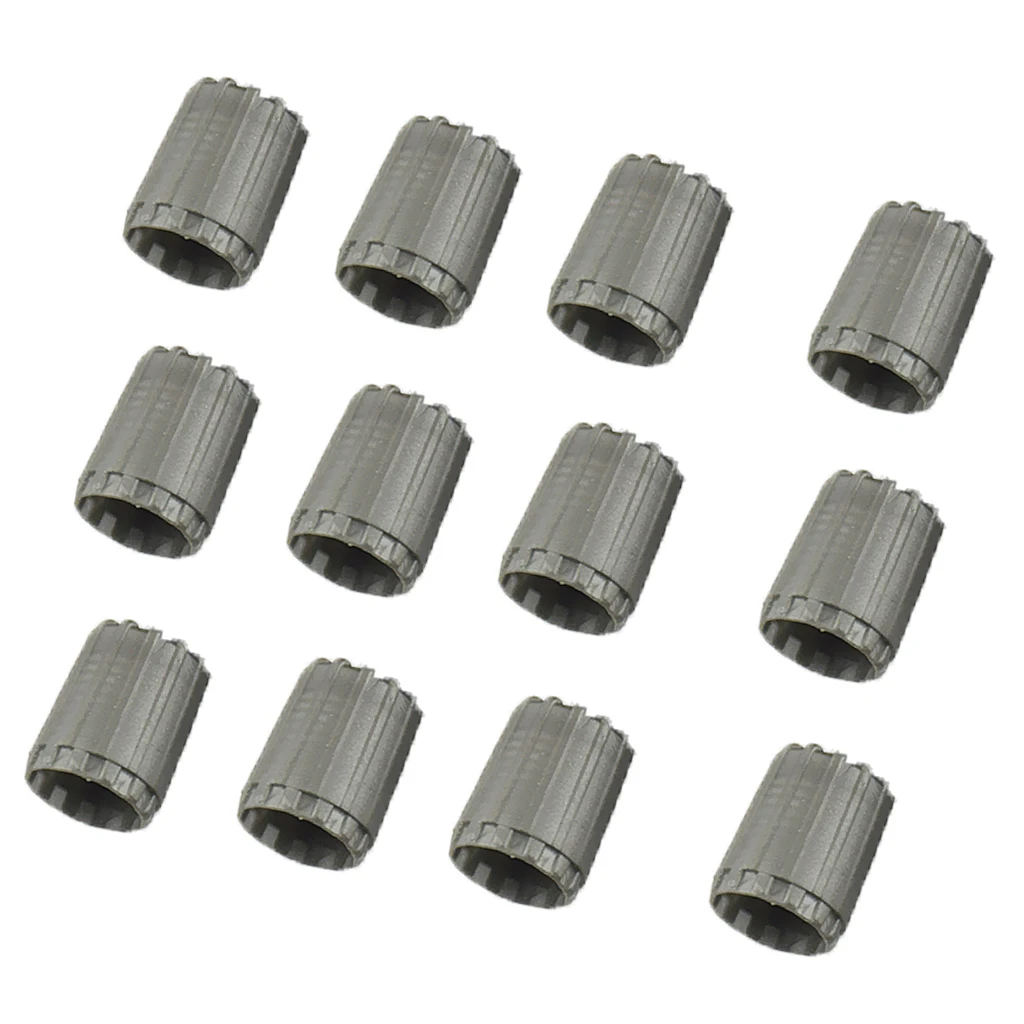 

12 Pieces Grey TPMS Service Kit Tire Valve Stem Caps Set Dust Cover O-Ring Durable Nylon