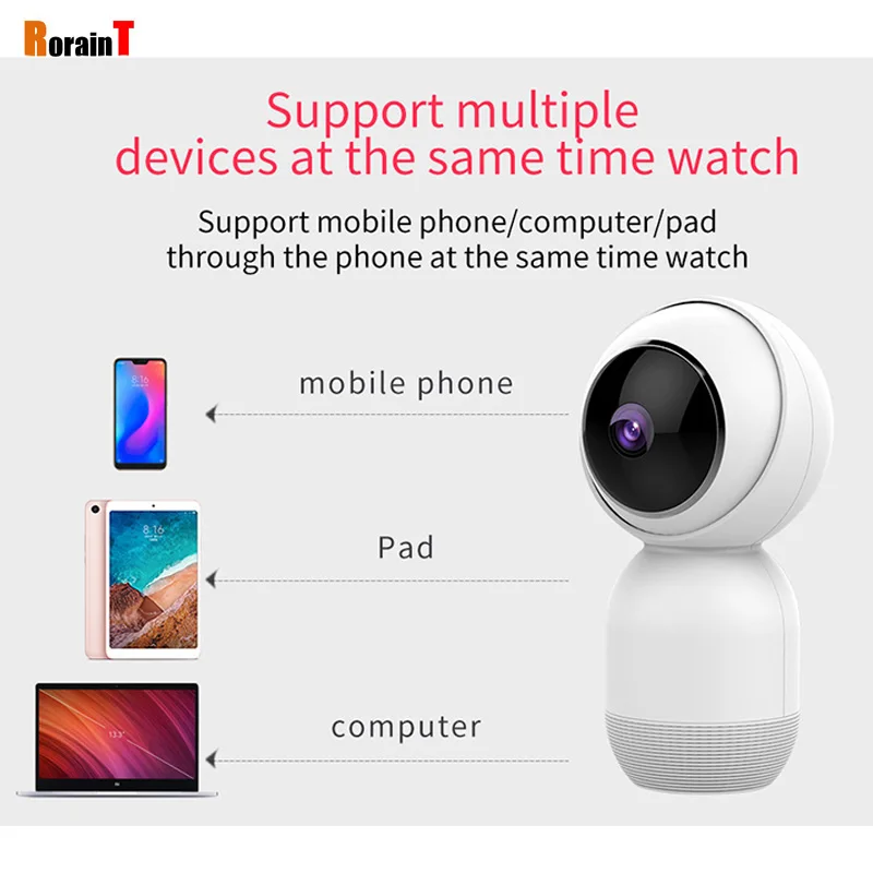RorainT Smart HD 1080P CCTV Phone Security Monitoring Network Head Home wifi IP Camera Two-way Audio Monitor