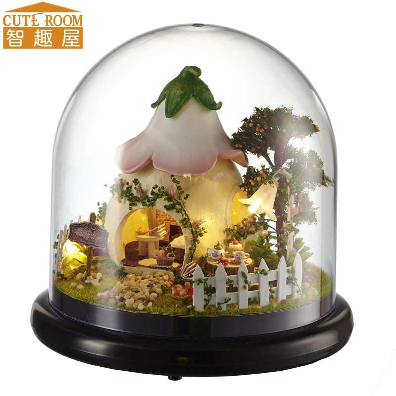 Cutebee DIY миниатюрный дом с мебелью LED Музыка пылезащитный чехол модель