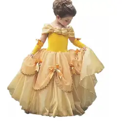 Платья для девочек, платье принцессы Белль с накидкой, детский карнавальный костюм, детская сценическая фантазия, Рождественская одежда