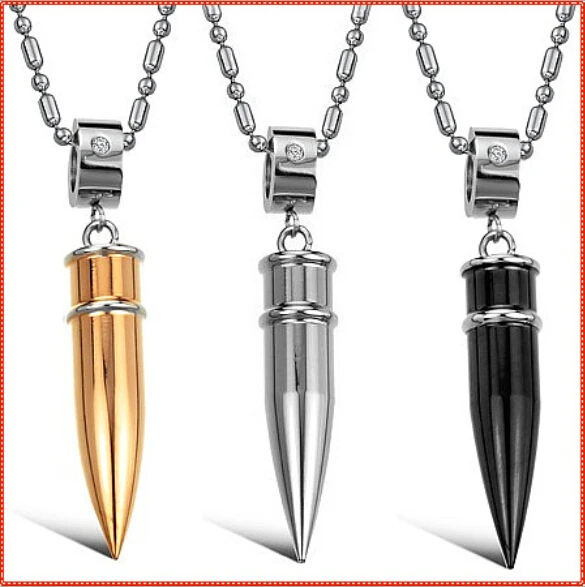 HOT Fashion Cool Mens Necklace, Boyfriend Black Gold Titanium Pendant