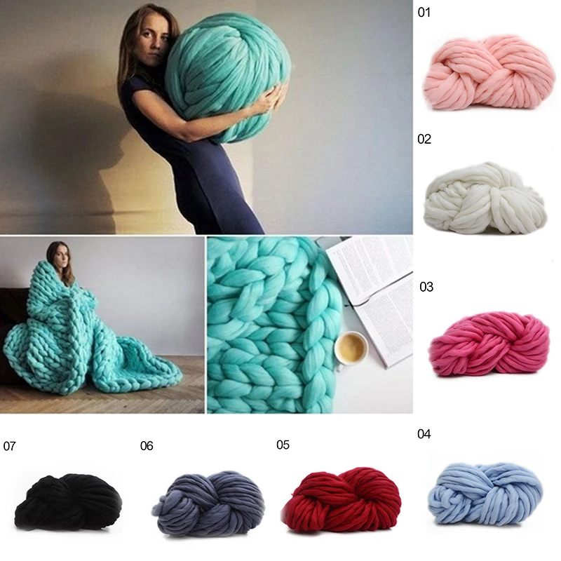 Hot 1500gsuper Thick Chunky Yarns For Knitting Merino Wool Yarn Thick