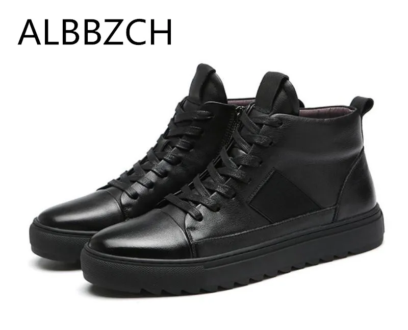

Autumn winter new men shoes casual fashion round toe lace zip design mens outdoor sport shoes daily leisure high top shoes botas