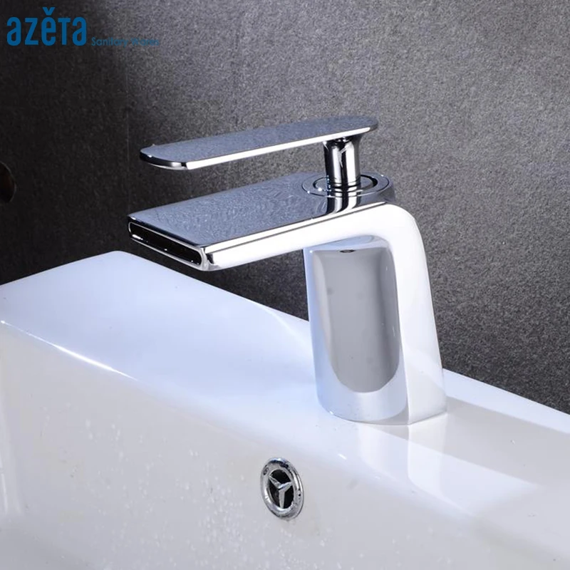 Azeta Modern Basin Faucet Brass Chrome Bathroom Waterfall Tap Deck Mounted Washbasin Mixer Single Handle AT8889 | Обустройство дома