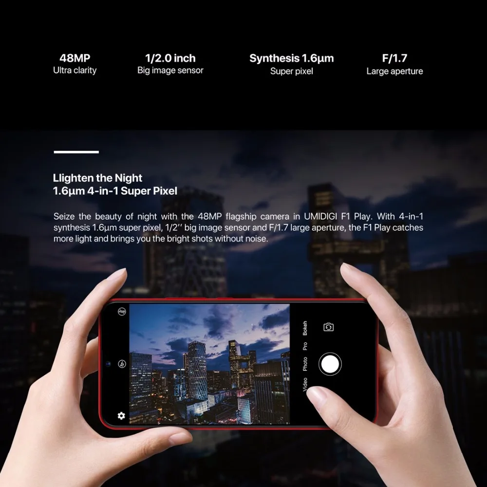 Смартфон UMIDIGI F1 Play Android 9 0 камеры 48 Мп + 8 16 МП 5150 мАч 6 ГБ ОЗУ 64 Гб ПЗУ 3 дюйма FHD Helio P60