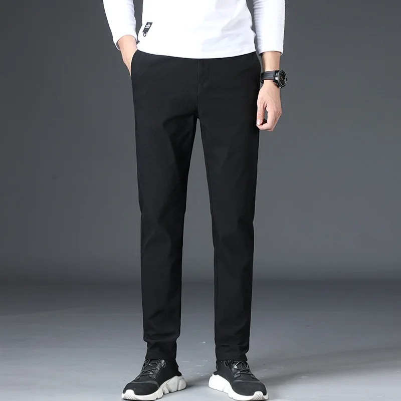 Men Pencil Pants Smart Casual long Trousers Mens Cotton Business Slim ...