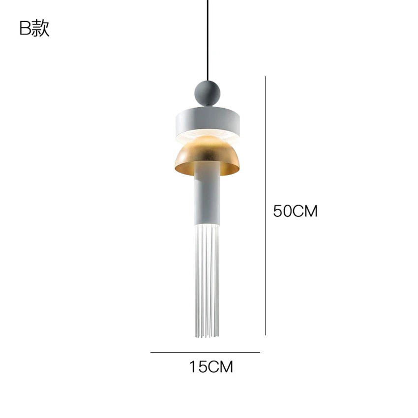 Современный подвесной светильник с бахромой, стеклянный стержень, железный подвесной светильник, скандинавский стиль, для гостиной, спальни, прикроватный, для ресторана, дизайнерские подвесные светильники - Цвет корпуса: B