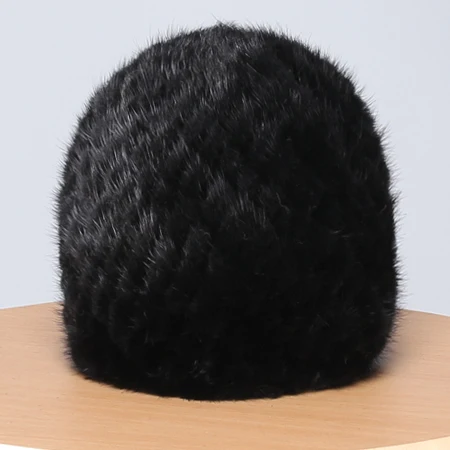 Gours, шапки из натурального меха норки для женщин, высокое качество, шапка с ананасом, толстая, теплая, зимняя, русская мода, вязаные шапочки, новое поступление - Цвет: Black