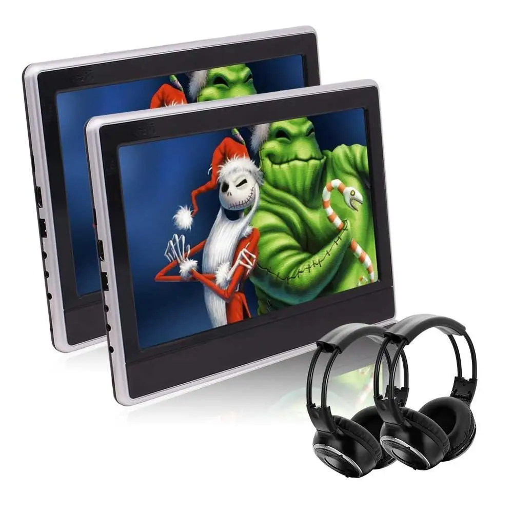 

Dual IR Headphones included! EinCar 2 x Headrest Monitor 11.6 Inch Touch Button TFT LCD Screen DVD Player Backseat CD/USB Player