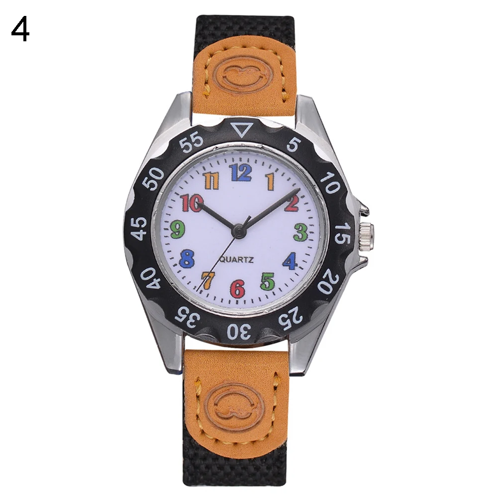 Модные детские часы с арабскими цифрами для мальчиков и девочек, нейлоновые наручные часы, аналоговые кварцевые часы для мальчиков и