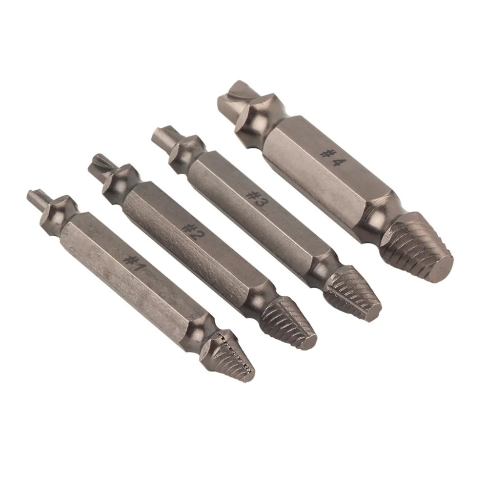 2016 4pcs steel broken speed out damaged Screw Extractor Drill Bit Guide Set Broken Bolt Remover Easy Out Set Brand New Hot Sale